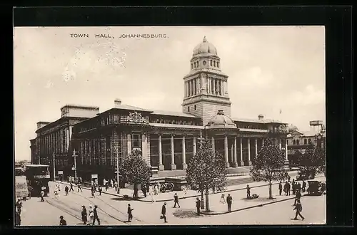 AK Johannesburg, Town Hall, Strassenbahn