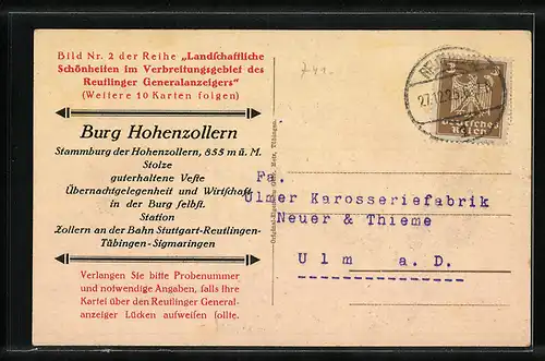AK Zollern, Burg Hohenzollern