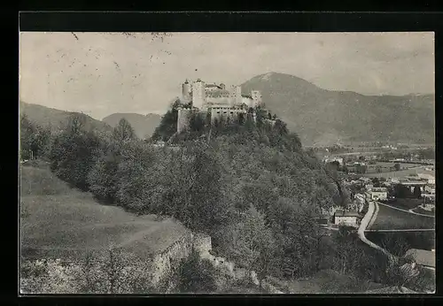 AK Salzburg, Festung Hohen-Salzburg von der Richterhöhe am Mönchsberg