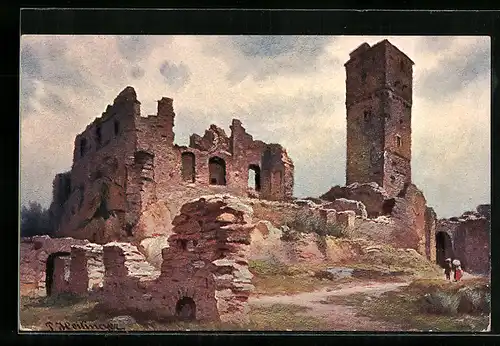 Künstler-AK Königstein, Burgruine Königstein