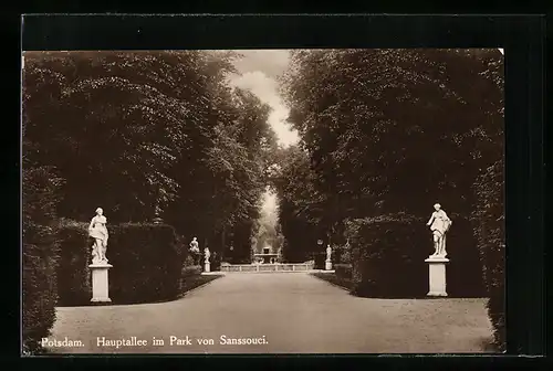 AK Potsdam, Hauptallee im Park von Sanssouci