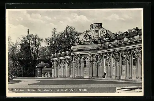 AK Potsdam, Schloss Sanssouci und Historische Mühle