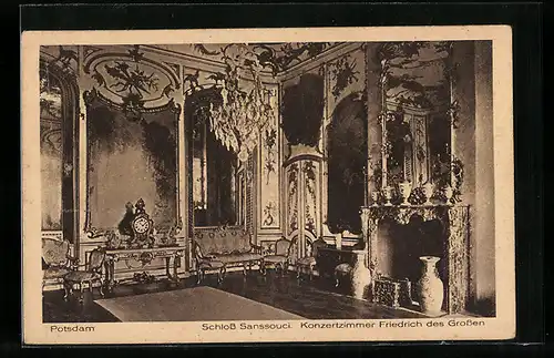 AK Potsdam, Schloss Sanssouci, Konzertzimmer Friedrich des Grossen