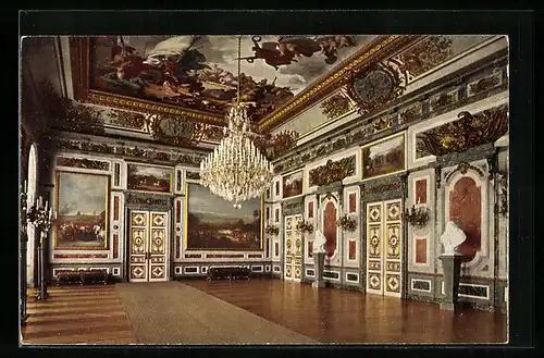 AK Herrenchiemsee, Königsschloss Herrenchiemsee, Hartschiersaal, Innenansicht