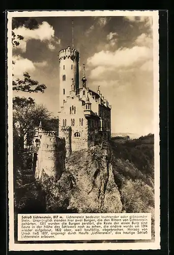 AK Honau, Blick auf Schloss Lichtenstein, Infotext