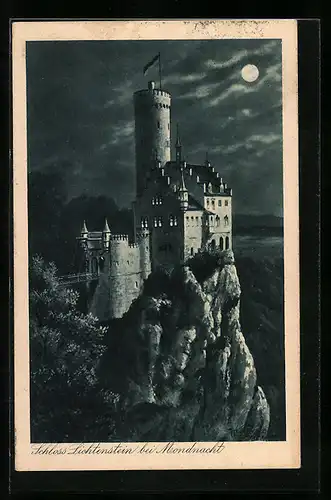 AK Schloss Lichtenstein bei Mondnacht