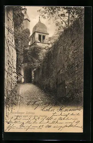 AK Heidelberg, Schloss, Aufgang gegen den alten Pavillon