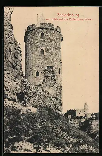 AK Saalecksburg mit Blick auf die Rudelsburg-Kösen