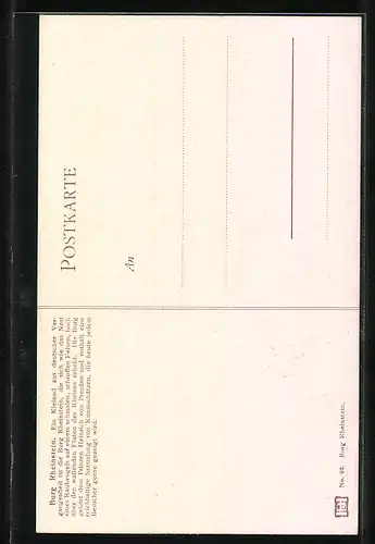 AK Burg Rheinstein bei Gewitterstimmung