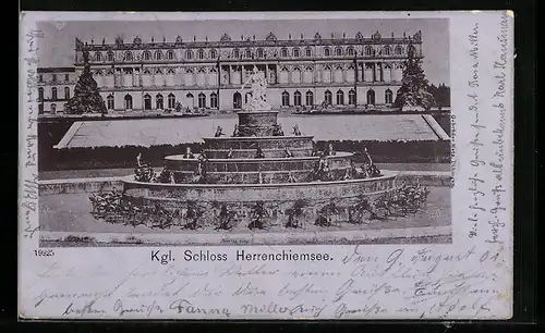 AK Schloss Herrenchiemsee mit Zierbrunnen