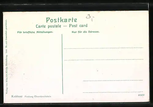 AK Ehrenbreitstein, Festung mit Umgebung