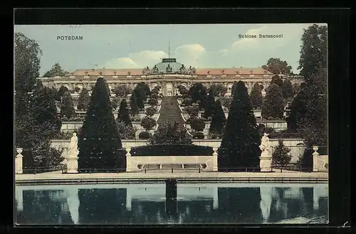 AK Potsdam, Schloss Sanssouci mit Terrassenanlage