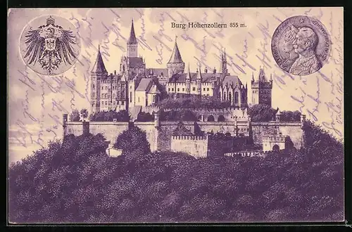 AK Burg Hohenzollern, Auguste Victoria u. Wilhelm II.