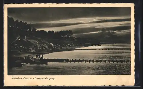 AK Koserow /Ostsee, Strand bei Sonnenuntergang