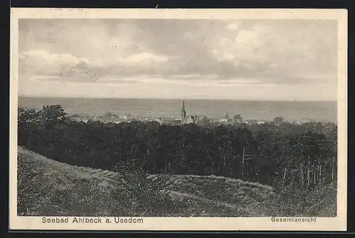AK Ahlbeck /Usedom, Gesamtansicht mit Seeblick