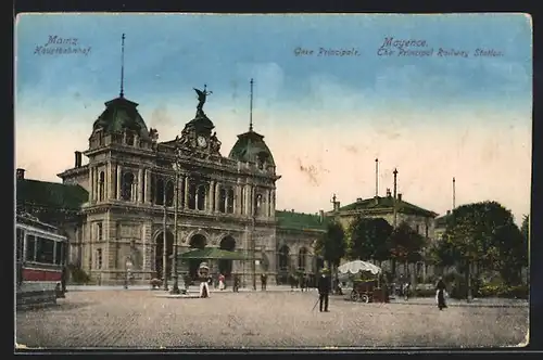 AK Mainz, Hauptbahnhof, Strassenansicht