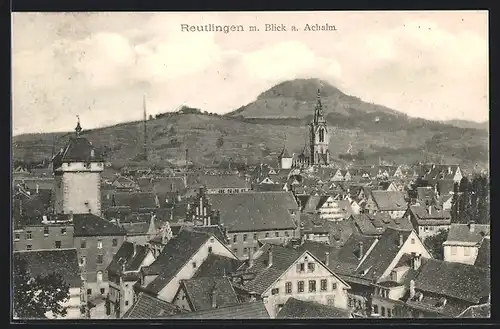 AK Reutlingen, Teilansicht mit Blick auf Achalm