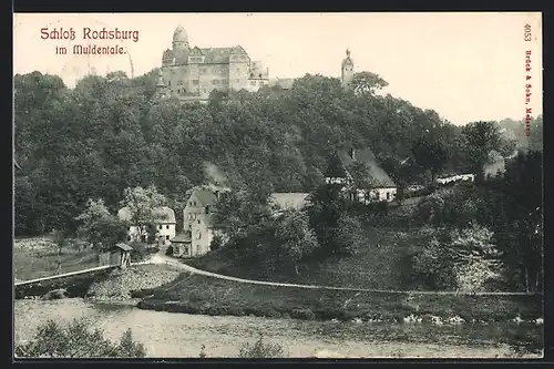 AK Rochsburg, Schloss Rochsburg mit Ortspartie