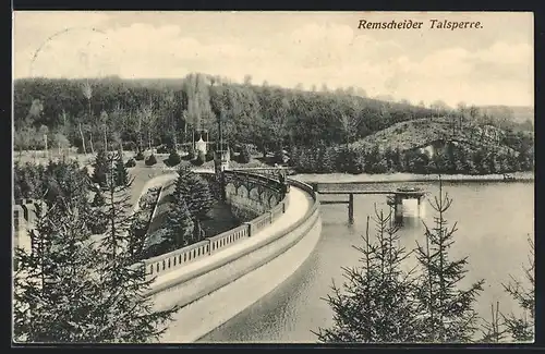 AK Remscheid, Talsperre aus der Vogelschau