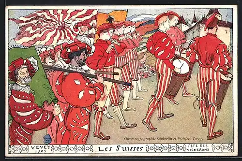 Künstler-AK Vevey, Fete des Vignerons 1905, Les Suisses