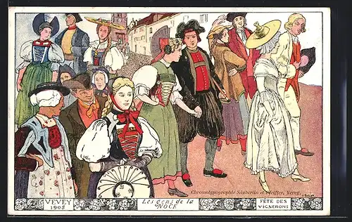 AK Vevey, Fete des Vignerons 1905, Les gens de la Noce