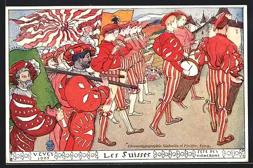 Künstler-AK Vevey, Fete des Vignerons 1905, Les Suisses