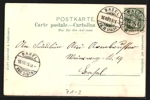 Lithographie Rheinfall bei Schaffhausen, Der Munoth mit Rheinbrücke