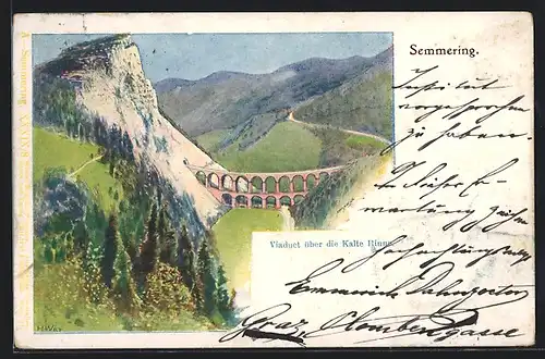 Künstler-AK Philipp + Kramer Nr. XXXIX /8: Viaduct über die Kalte Rinne