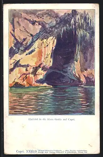 Künstler-AK Philipp + Kramer Nr. XXIII / 9: Einfahrt in die blaue Grotte auf Capri