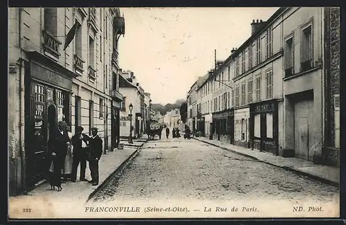 AK Franconville, La Rue de Paris, Strassenpartie