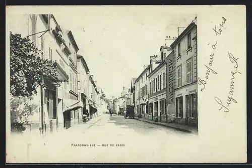 AK Franconville, Rue de Paris, Strassenpartie