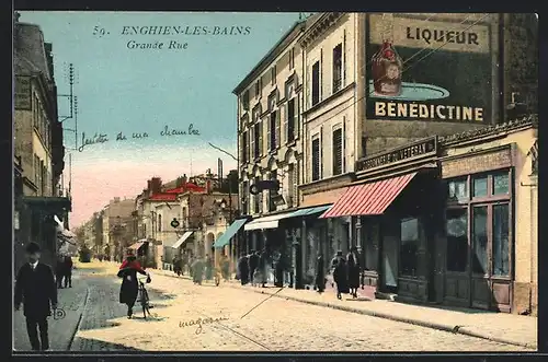 AK Enghien-les-Bains, Grande Rue, Strassenpartie