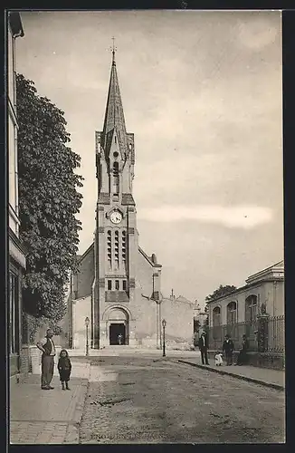 AK Enghien-les-Bains, l`Eglise vue depuis la rue