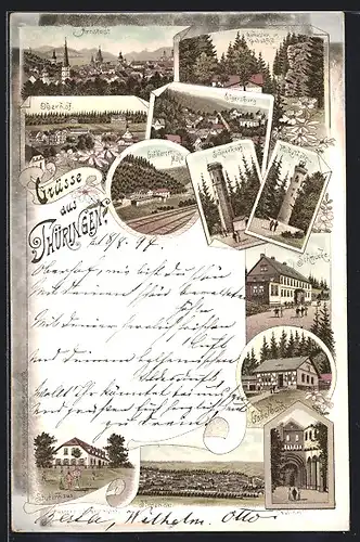 Lithographie Ilmenau /Thür., Gasthaus Stutenhaus, Schmücke, Gabelbach, Arnstadt, Kickelhahn