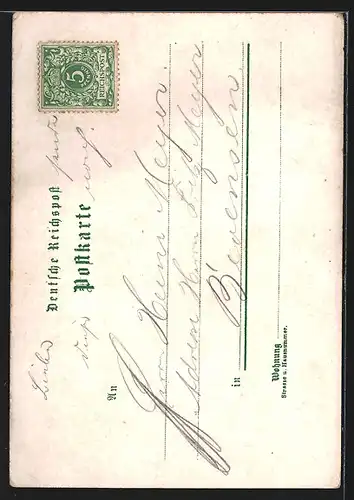 Lithographie Hannover, Strassenpartie aus der Vogelschau