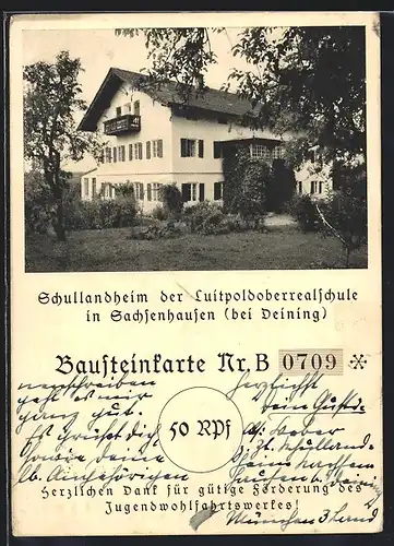 AK Sachsenhausen b. Deining, Schullandheim der Luitpoldoberrealschule