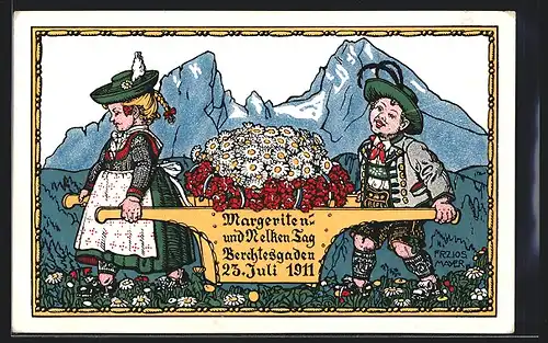 Künstler-AK Berchtesgaden, Margeriten- und Nelkentag 1911