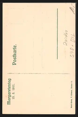 Künstler-AK Zwickau, Margaretentag 1911, Mann sitzt an einem Wasserfall