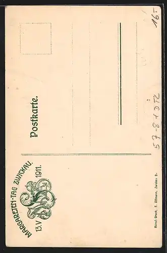 Künstler-AK Zwickau, Margareten-Tag 1911, Walderholungsheim, Mädchen und Gänse