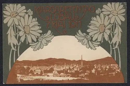 AK Löbau, Margaretentag 7. Mai 1911, Panorama