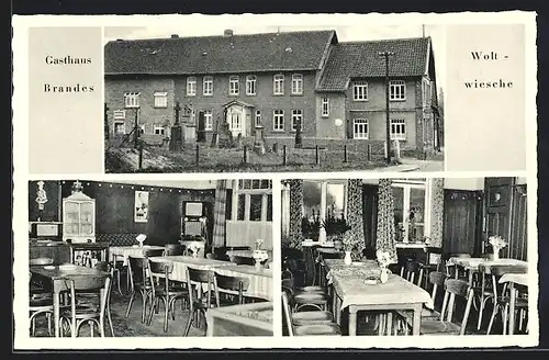 AK Woltwiesche, Gasthaus Brandes mit Innenansichten