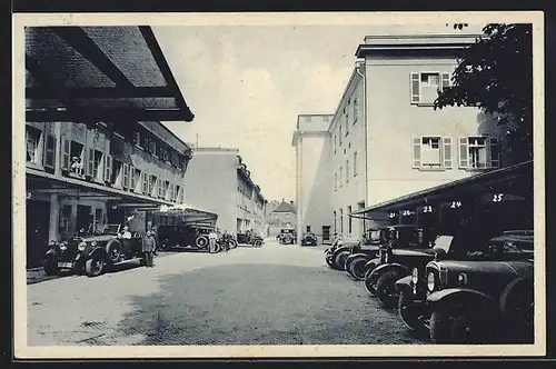 AK Heidelberg, Hotel Europe-Europahof / Der Europäische Hof, Besitzer Fritz Gabler, Autohof mit Automobilen