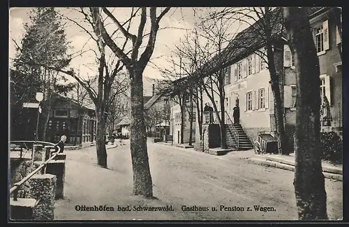 AK Ottenhöfen, Strassenpartie am Gasthaus zum Wagen