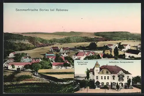 AK Borlas, Gasthof zum Erbgericht, Ortsansicht