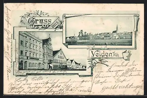 AK Velden / Vils, Häuserpartie im Ort, Ortsansicht