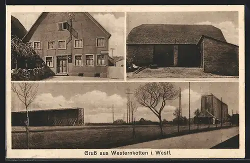 AK Westernkotten i. Westf., Gasthof Josef Besting, Ortspartie, Strassenpartie