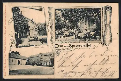 Passepartout-AK Heidelberg, Hotel-Restaurant Speierershof E. Schmidt mit Garten