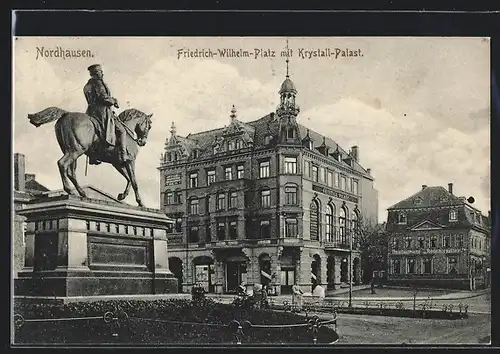 AK Nordhausen, Friedrich-Wilhelm-Platz mit Hotel Krystall-Palast, Restaurant Reichsadler