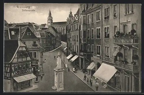 AK Würzburg, Blick in die Zellerstrasse