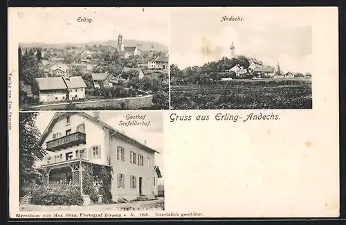 AK Erling-Andechs, Gasthaus Seefelderhof, Ortsansicht